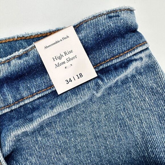 Abercrombie & Fitch Hi Rise Mom Denim Cut offs Shorts Womens Size 18 PRIDE Heart - Picture 3 of 8